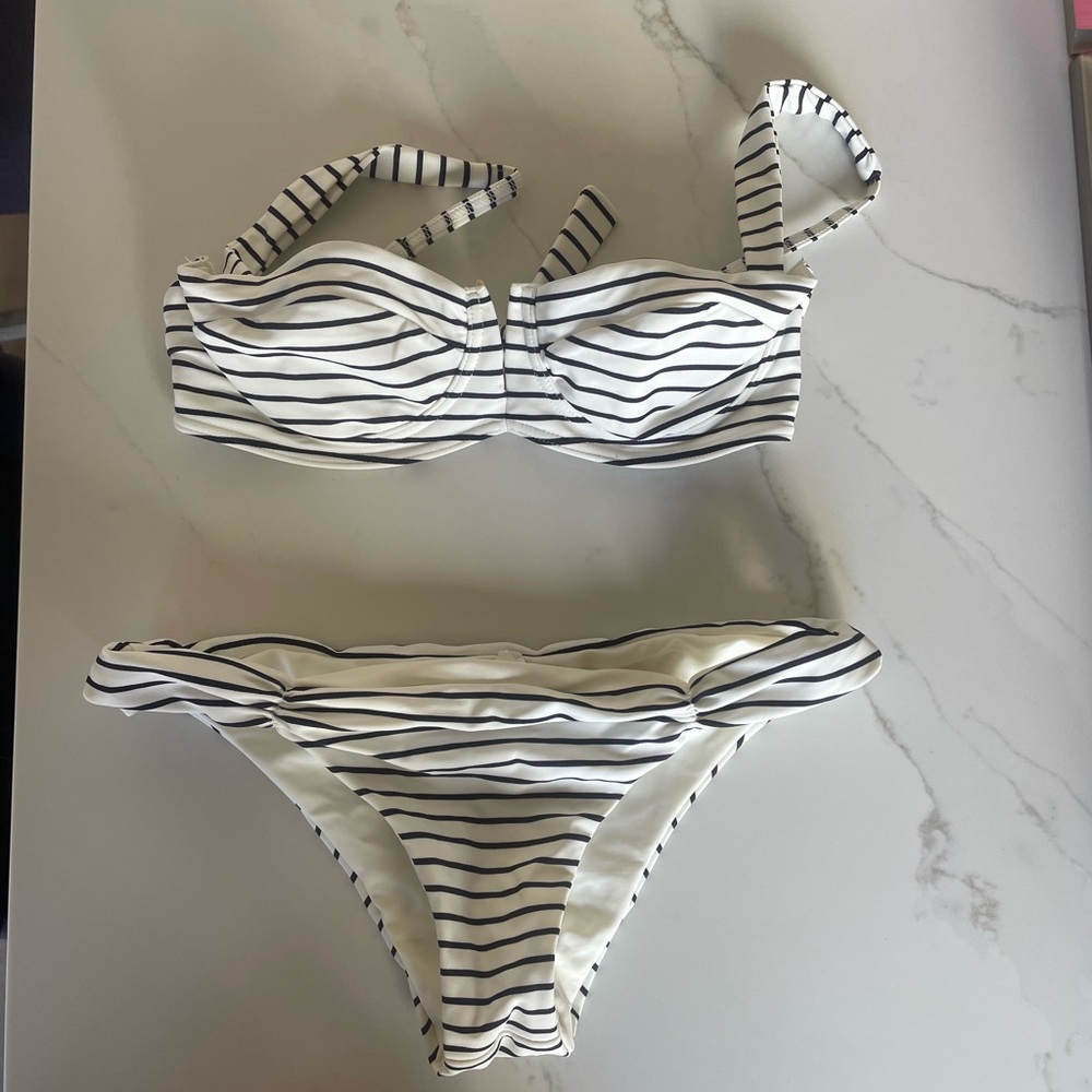 Monday Swimwear Black and White Striped Bikini